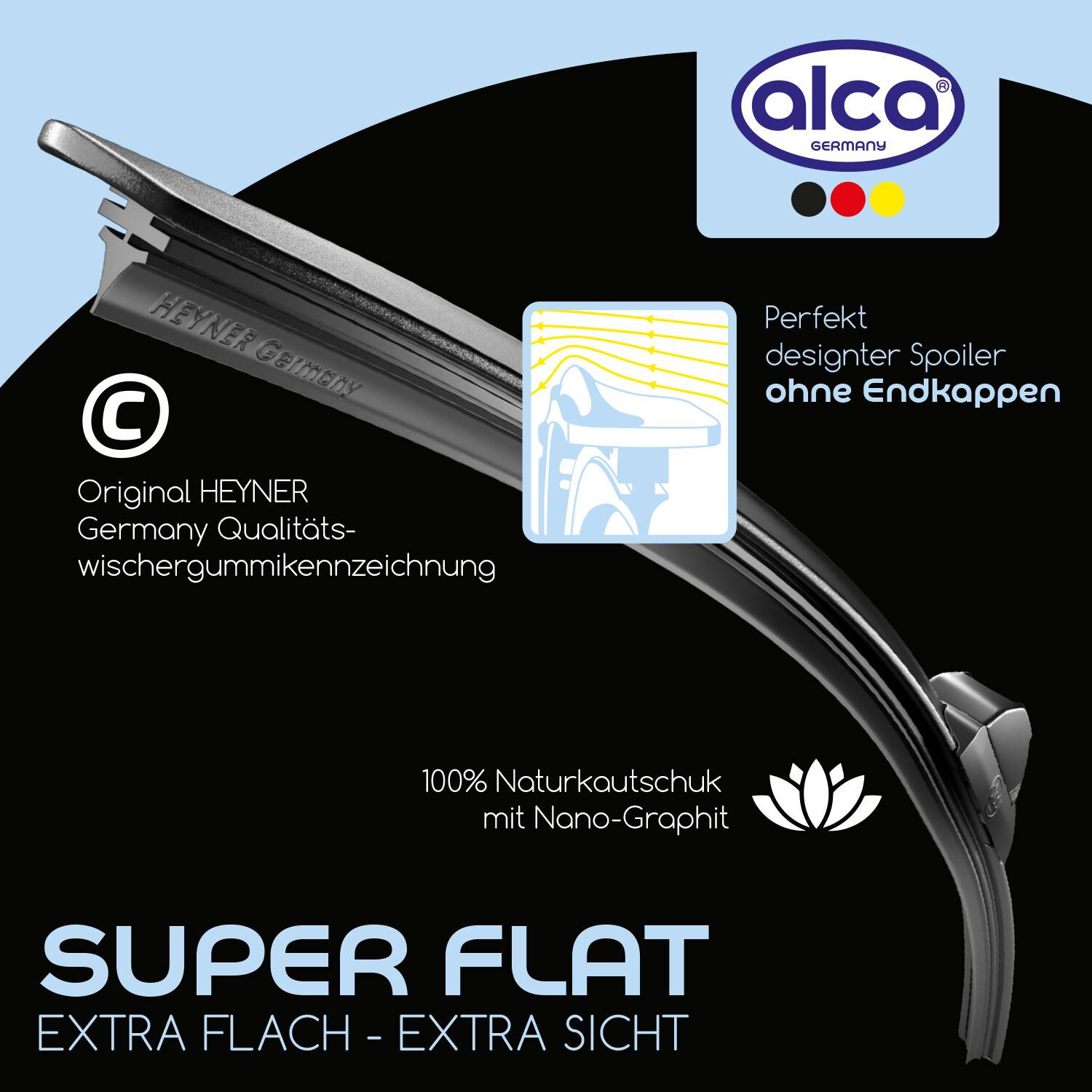 alca® Scheibenwischer SUPER FLAT 480 mm flaches Wischerblatt mit Spoiler Niedrigprofil Design, Allwetter-1