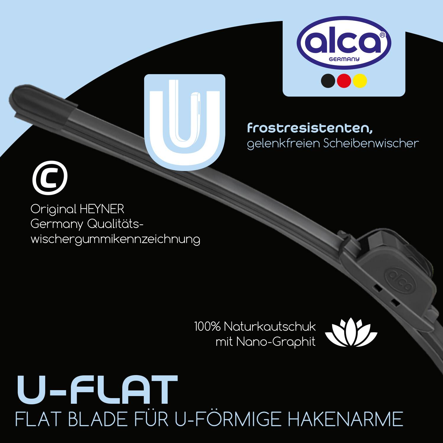 alca® Scheibenwischer U-FLAT 600 mm Allwetter Wischerblatt mit Spoiler Passende Spezialadapter, Flexible-2
