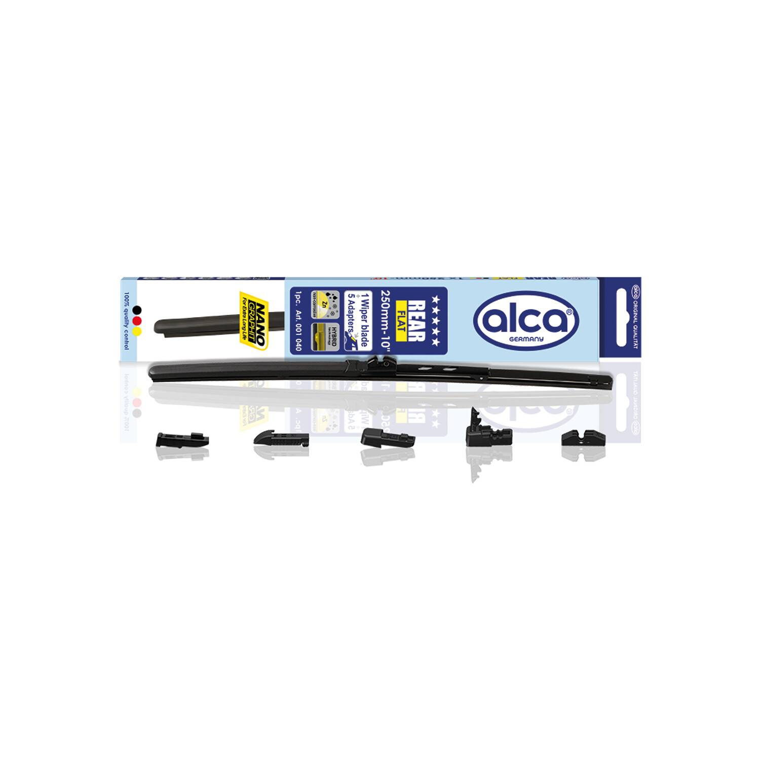 alca® Heckwischerblatt REAR FLAT 10 Zoll / 250 mm mit Adapter Aerodynamischer Flachbalken-Heckwischer mit-0