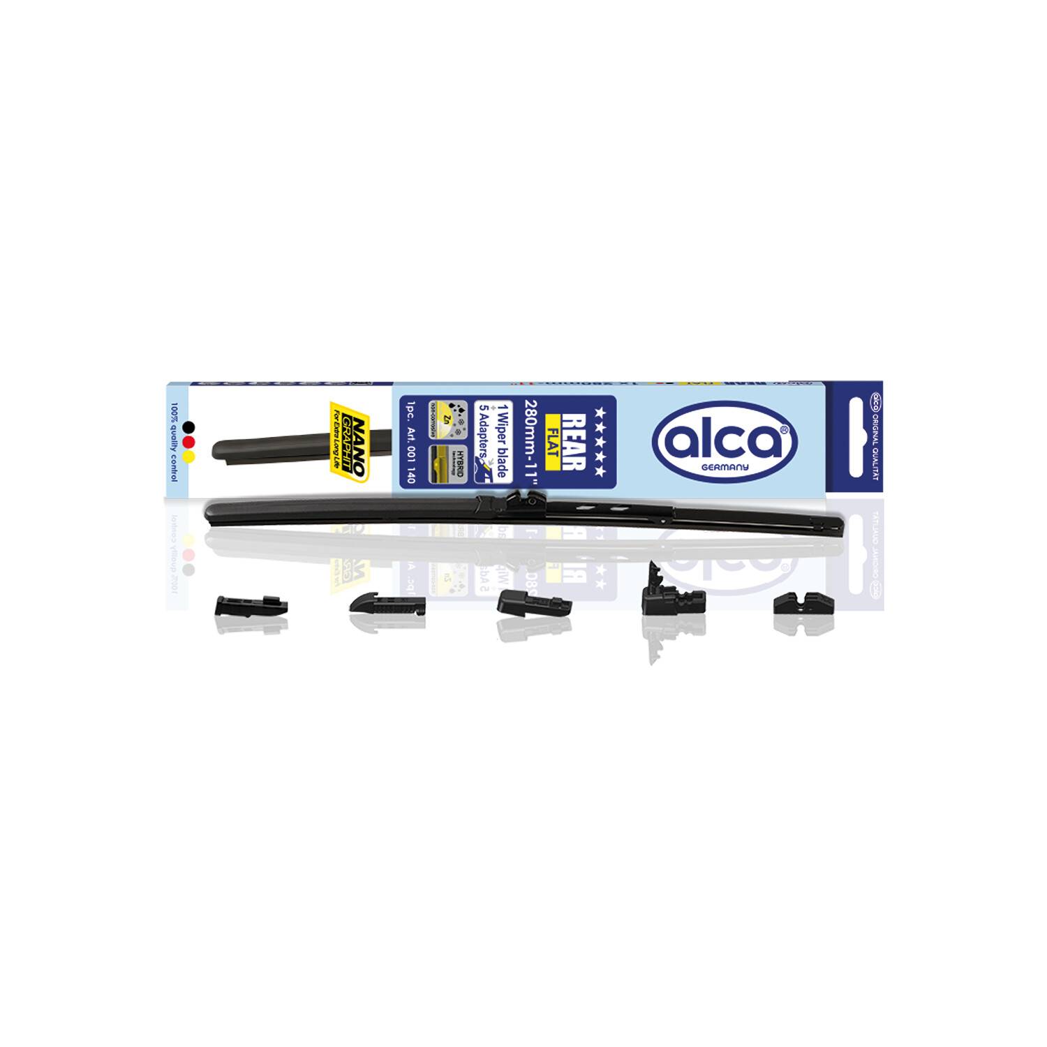 alca® Heckwischerblatt REAR FLAT 11 Zoll / 280 mm mit Adapter Aerodynamischer Flachbalken-Heckwischer mit-0
