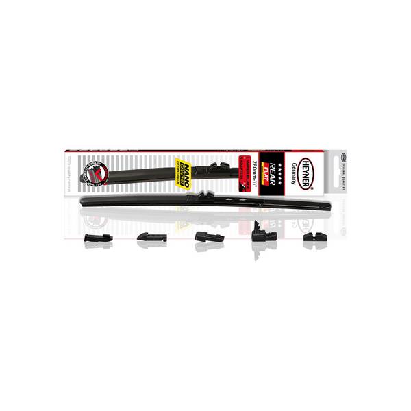 HEYNER® Heckwischerblatt REAR FLAT 11 Zoll / 280 mm mit Adapter Set Aerodynamischer Flachbalken-Heckwischer mit