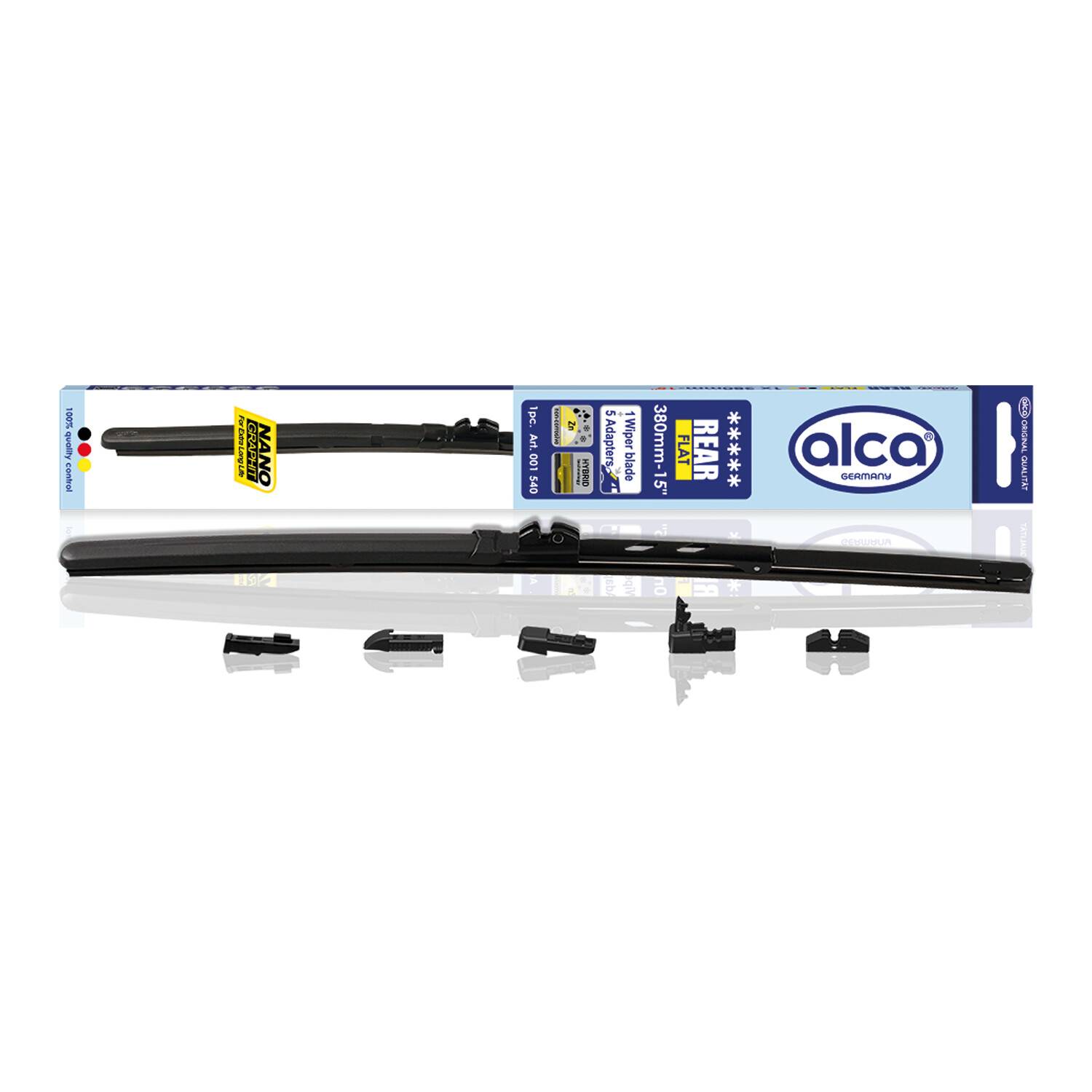 alca® Heckwischerblatt REAR FLAT 15 Zoll / 380 mm mit Adapter Aerodynamischer Flachbalken-Heckwischer mit-0
