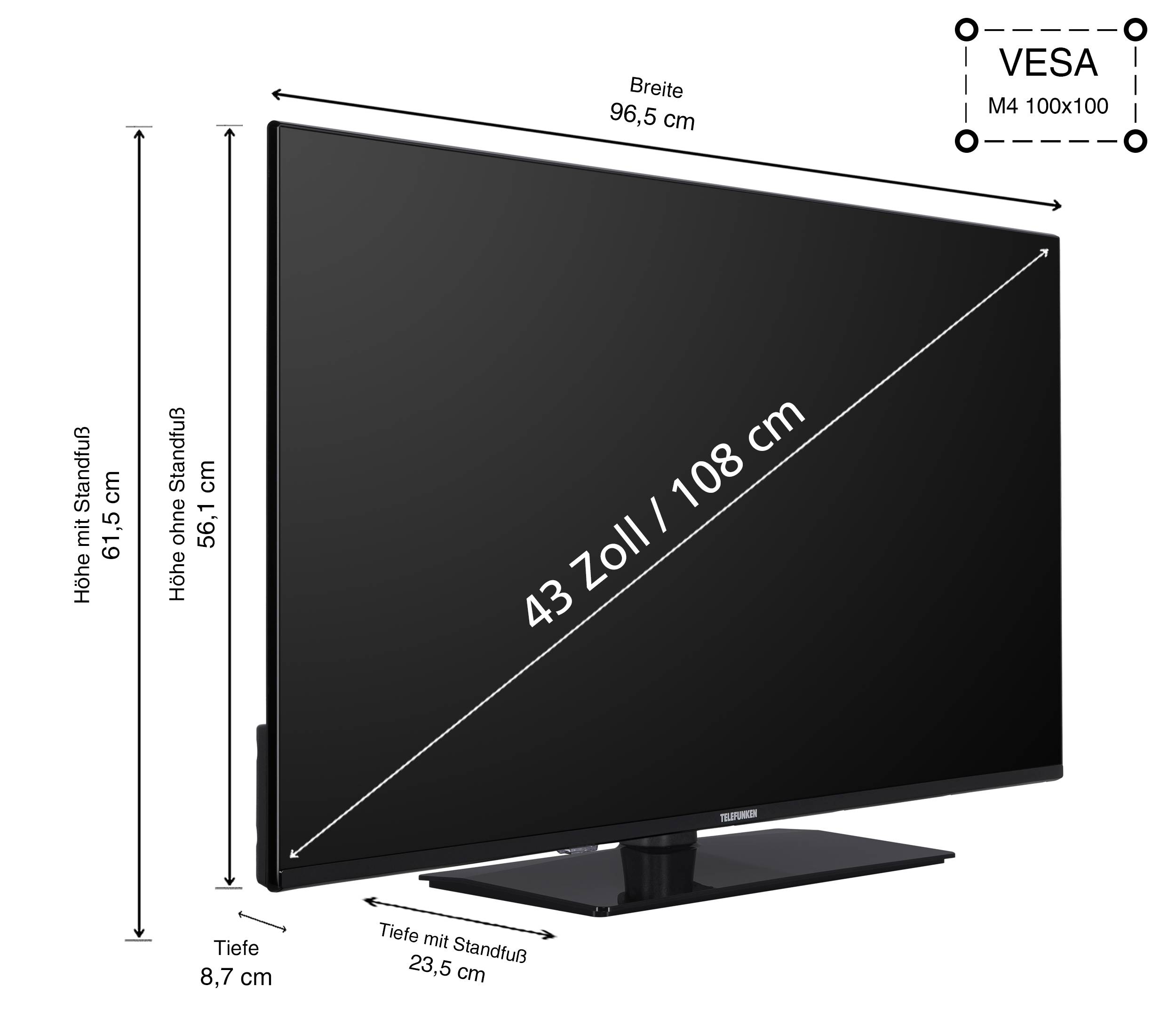 Telefunken XU43VP750M Fernseher 43 Zoll Smart TV VIDAA 4K UHD HDR Dolby Vision HD+ 6 Monate (2026)-2