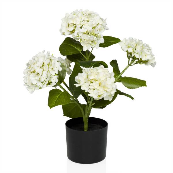 Kunstpflanze Kunstblume HYDRANGEA Hortensie 52 cm grün/weiß hjh OFFICE