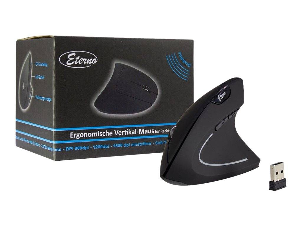 Inter-Tech Eterno KM-206R - Vertikale Maus - ergonomisch - Für Rechtshänder - 6 Tasten - kabellos -
