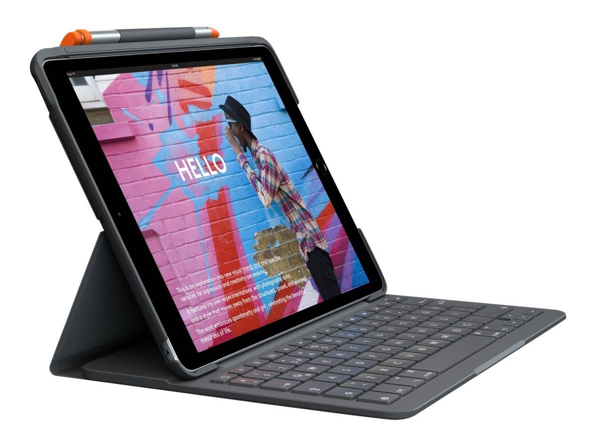 Logitech Slim Folio - Tastatur und Foliohülle - kabellos - Bluetooth LE - QWERTY - Spanisch - Oxford-0