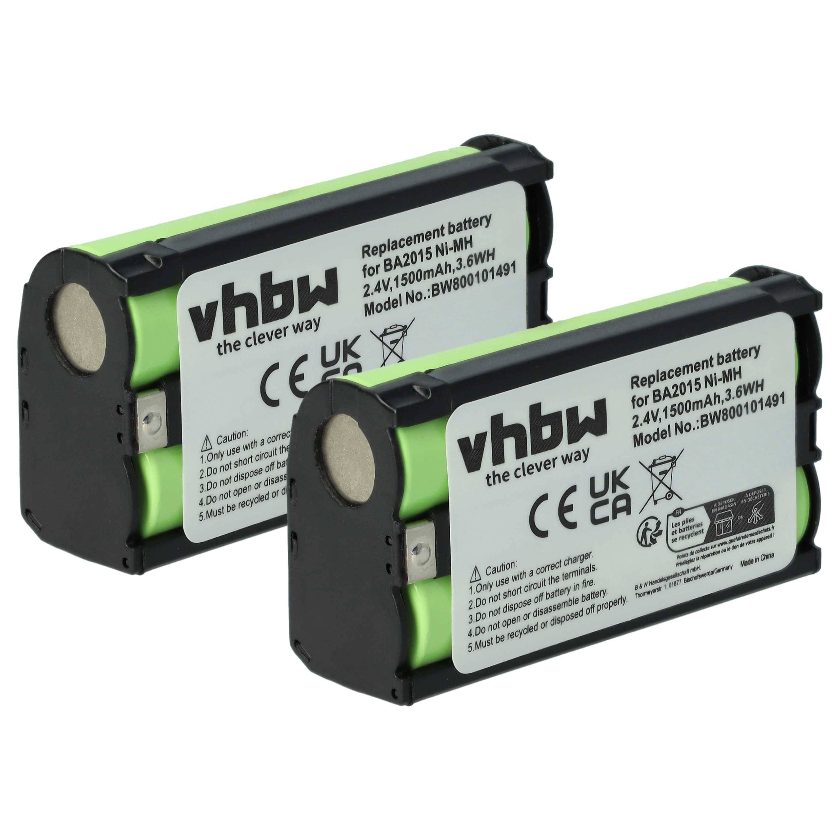 vhbw 2x Akku kompatibel mit Sennheiser SKM 545 G2 | SKM 935 G2, SKM 565 G2, SKM 500 Wireless Headset Kopfhörer (1500 mAh-0