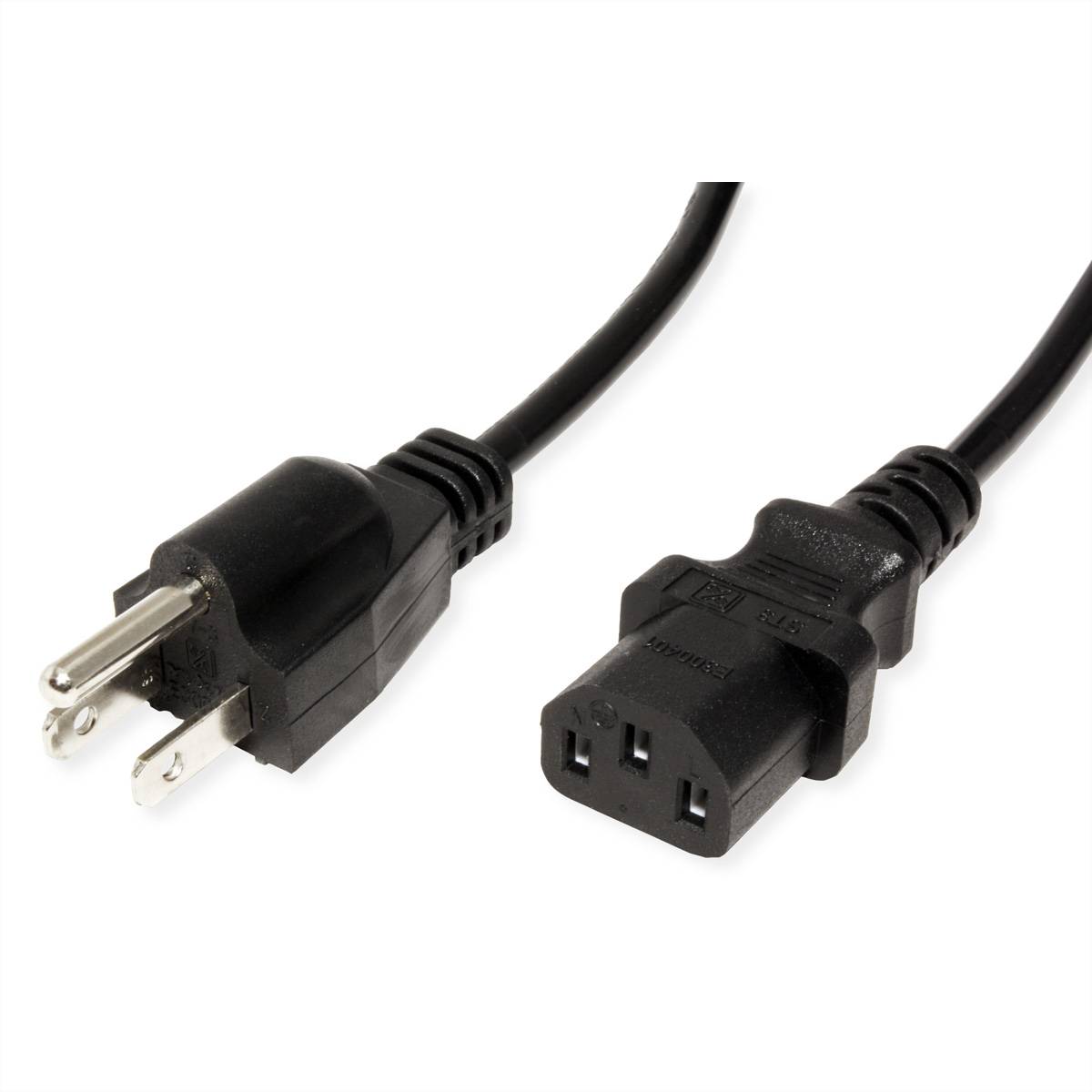 VALUE Netzkabel NEMA-5 auf C13 für USA, schwarz, 1,8 m-1