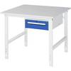 Arbeitstisch mit Schubladenschrank Unterbau-Container mit 1 Schublade 150 mm BxT 1000 x 1000 mm M-Platte Stärke
