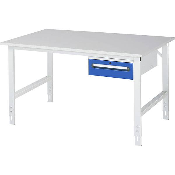 Arbeitstisch mit Schubladenschrank Unterbau-Container mit 1 Schublade 150 mm BxT 1500 x 1000 mm M-Platte Stärke-0