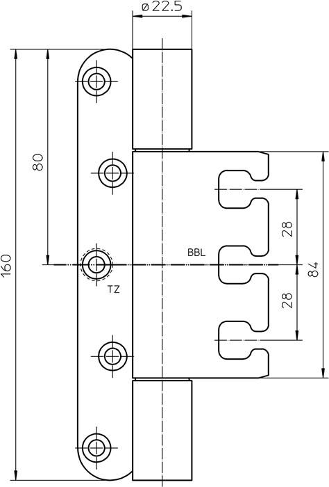 Objektband VARIANT VX 7939/160 VA ma geb.200kg 22,5mm DIN L/R-2
