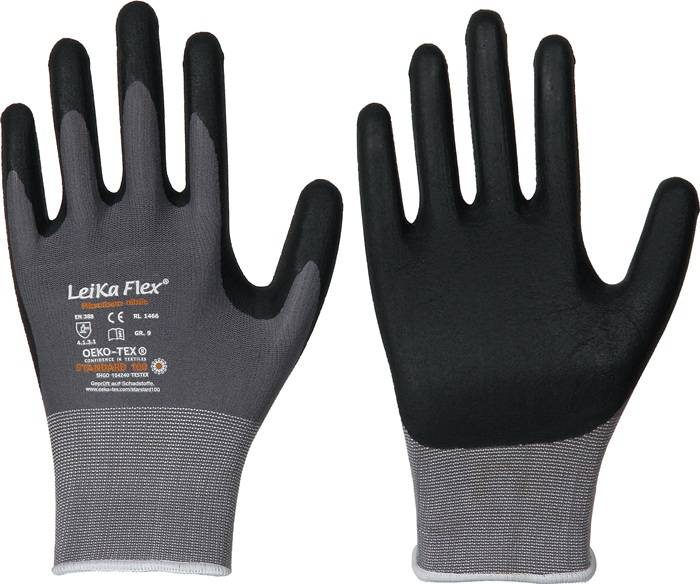 Handschuhe LeiKaFlex 1466 Gr.9 grau EN420+EN388 PSA II LEIPOLD