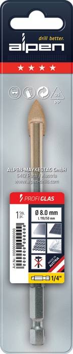Glasbohrer D.4mm kugelgestrahlt ALPEN-3