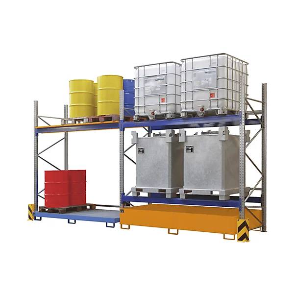 Regal-Bodenwanne 1000 l Auffangvolumen LxBxH 3550 x 1300 x 355 mm mit Gitterrost gelborange. TAKKT Industrial-2