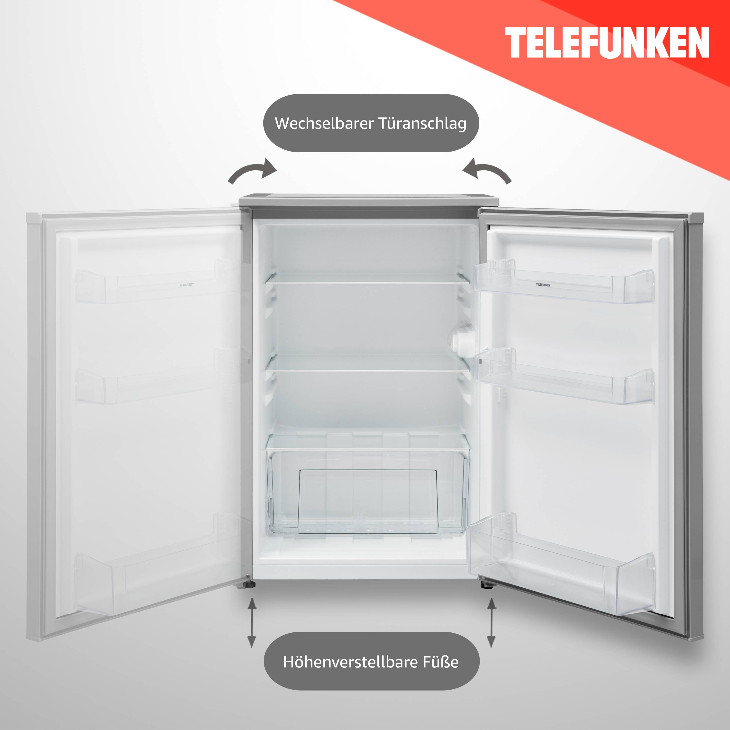 Telefunken Kühlschrank ohne Gefrierfach freistehend | 135 Liter | Kühlschrank klein mit Gemüsefach | C-135-100-S silber-3