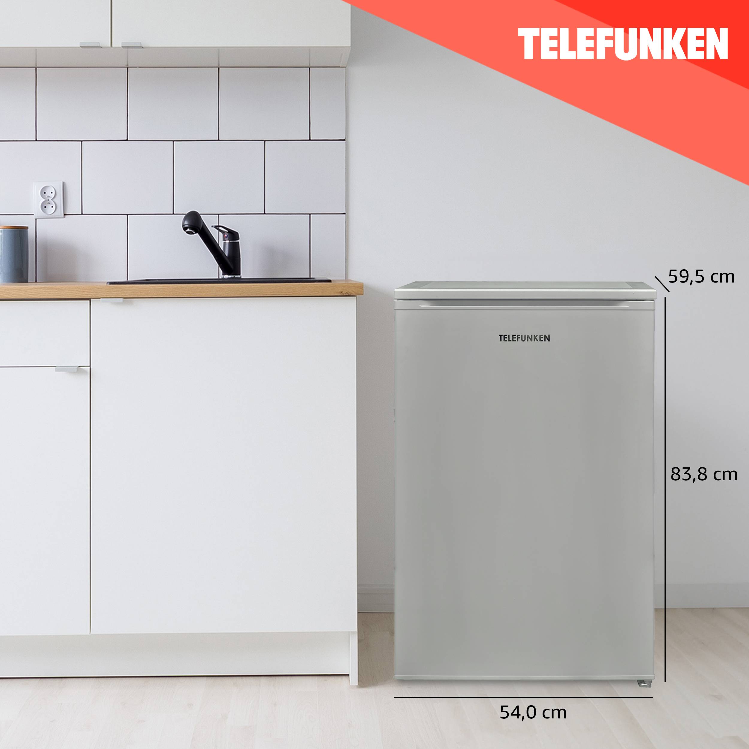 Telefunken Kühlschrank ohne Gefrierfach freistehend | 135 Liter | Kühlschrank klein mit Gemüsefach | C-135-100-S silber-4