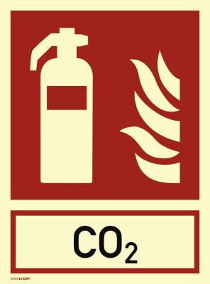Kombischild Feuerlöscher mit Text CO2, Kunststoff, nachl., 160-mcd, 200x270 mm-0