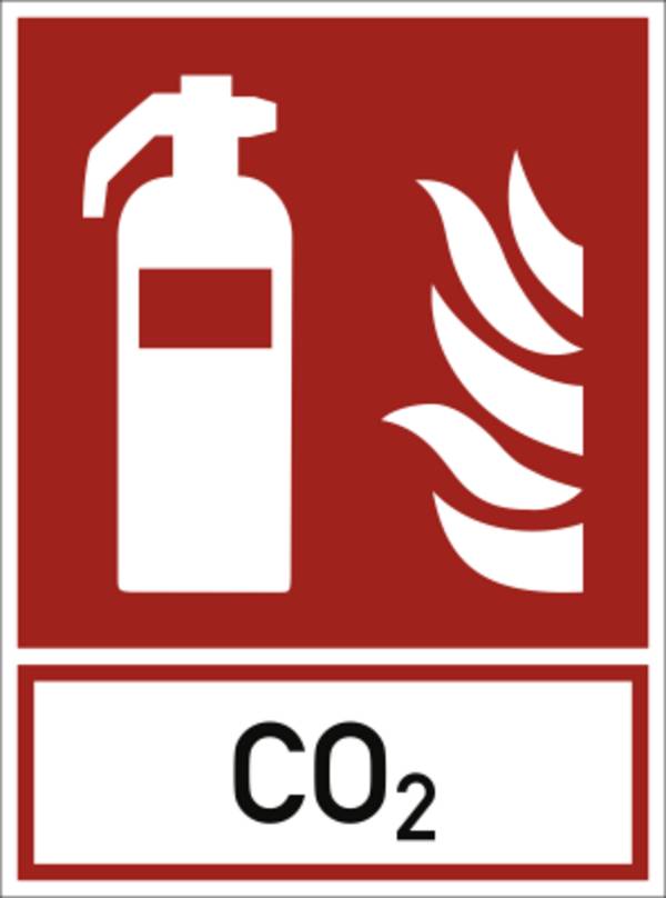 Kombischild Feuerlöscher mit Text CO2, Kunststoff, 200x270 mm