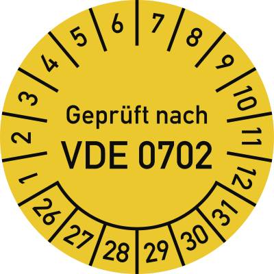 Prüfplakette Geprüft nach VDE 0702, 2026-2031, Folie, Ø 30mm, 10 St./Bo.-0