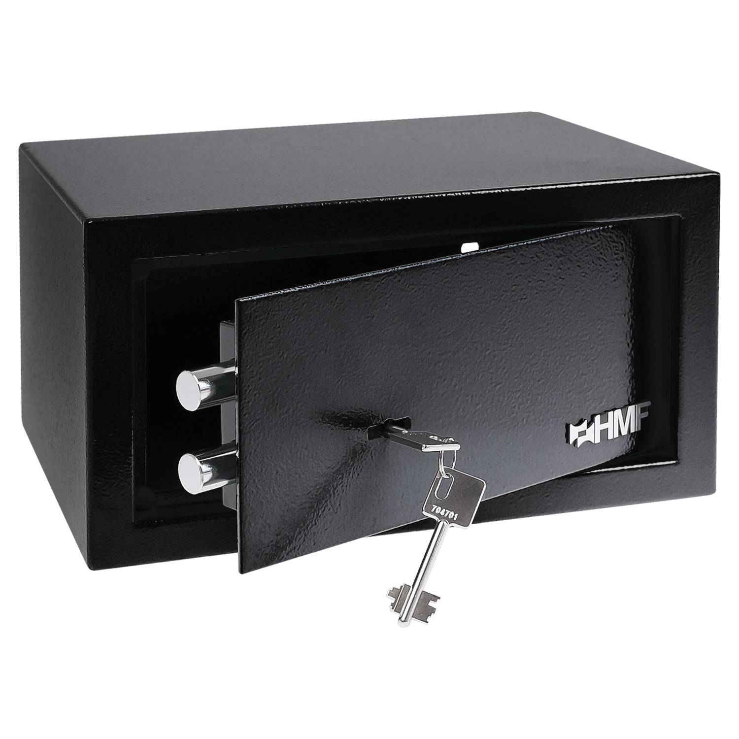 HMF 49217-02 Safe Tresor mit Schlüssel, Möbeltresor, 31 x 17 x 25 cm, Schwarz-0