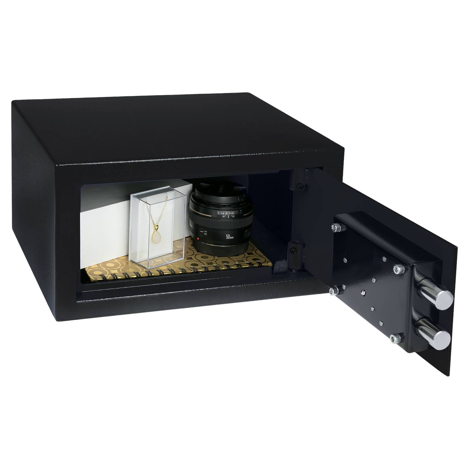 HMF 49217-02 Safe Tresor mit Schlüssel, Möbeltresor, 31 x 17 x 25 cm, Schwarz-2