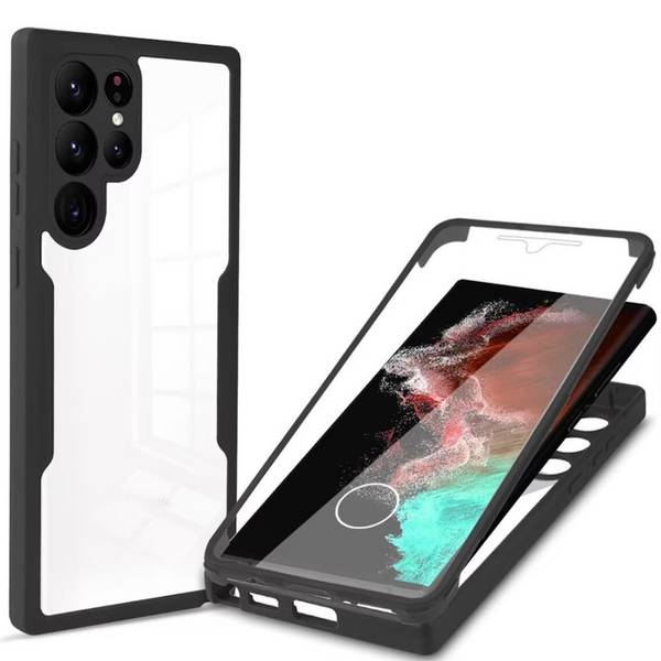 Für Samsung Galaxy S25 Ultra Full Cover Acrylic Hybrid TPU Schutz Hülle Schwarz