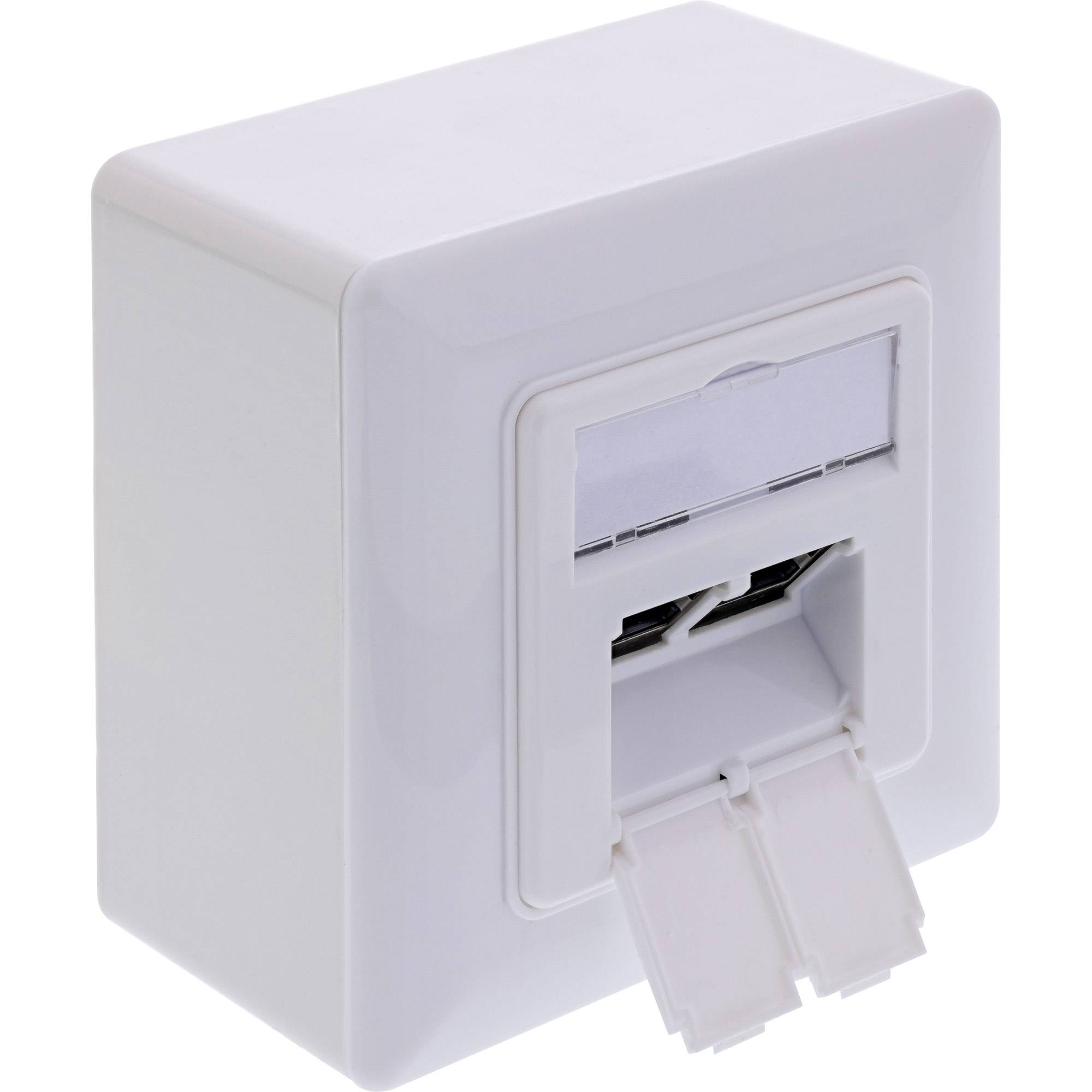 InLine® Cat.6A Netzwerkdose, 2x RJ45, AP/UP, geschirmt, weiß, 76842A-0