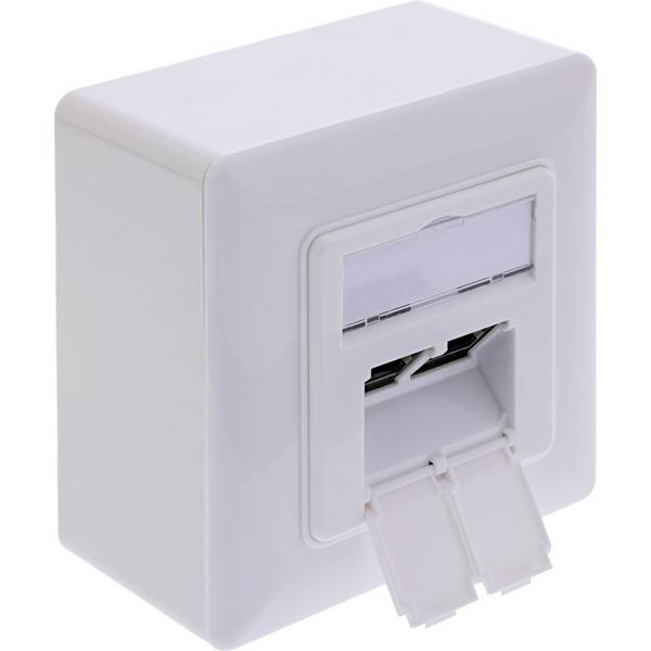 InLine® Cat.6A Netzwerkdose, 2x RJ45, AP/UP, geschirmt, weiß, 76842A