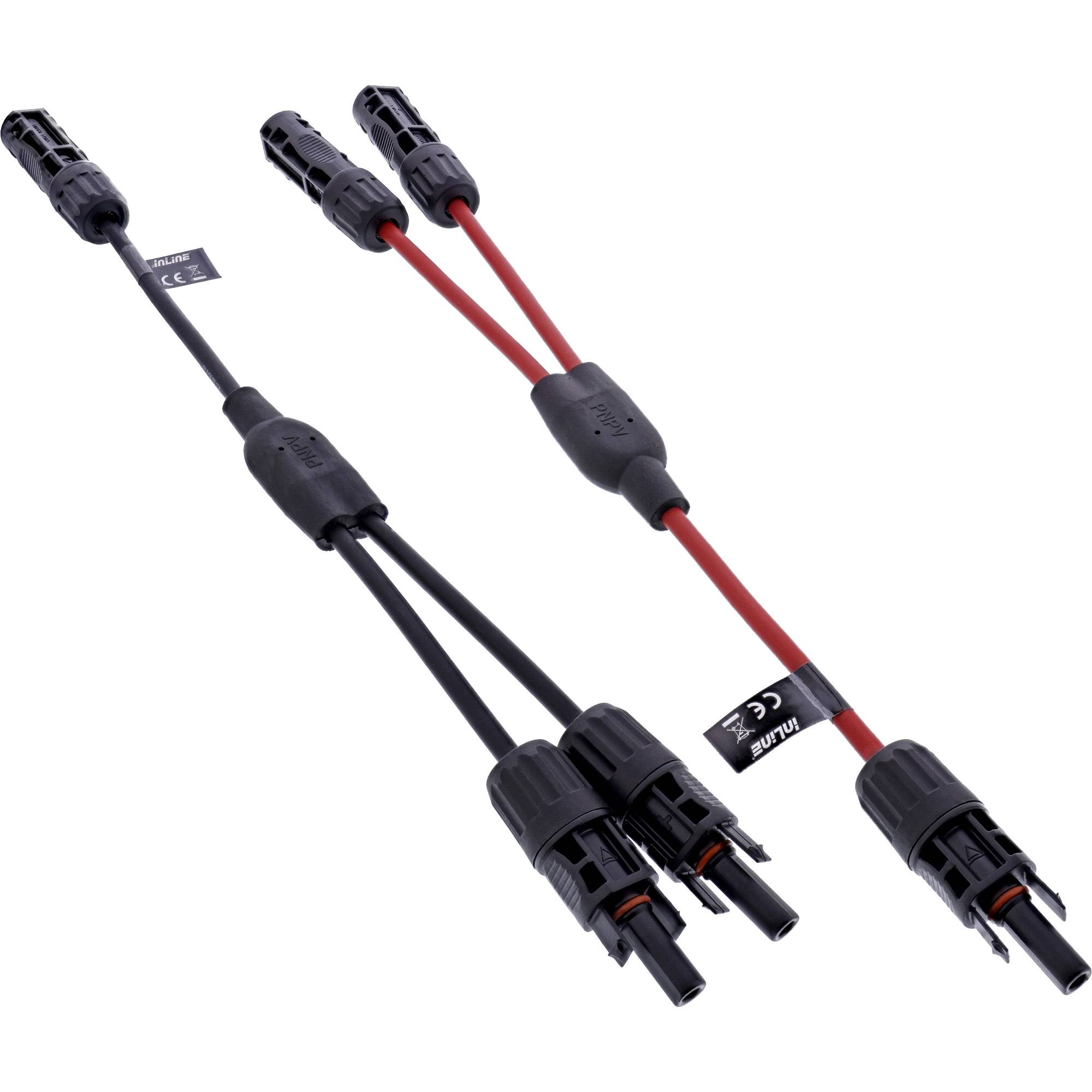 InLine® Solarkabel 2-fach Verteiler-Set schwarz/rot 0,36m-0
