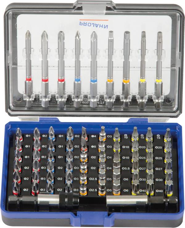 1/4 Zoll Bit Box mit markierten Bits 71tlg