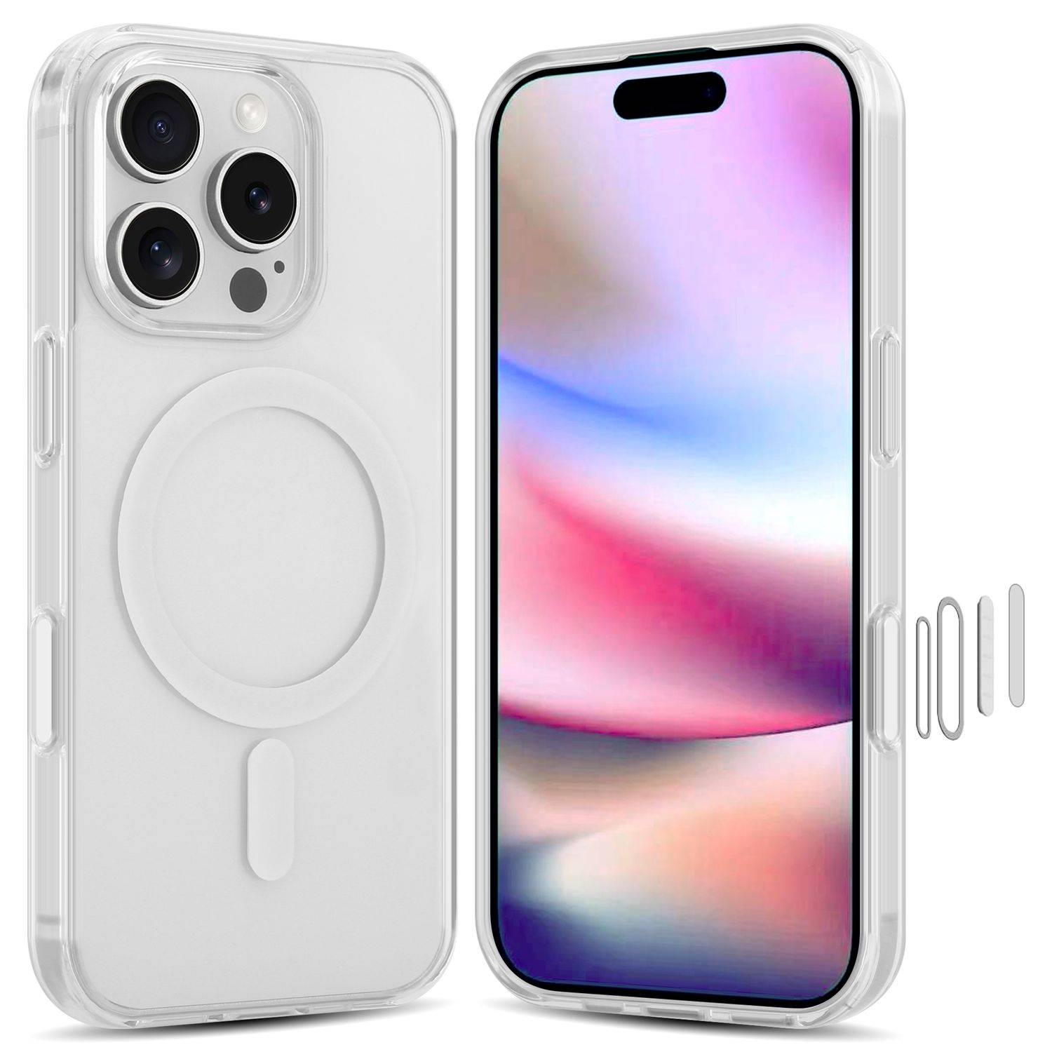 Hülle für iPhone 16 Pro kompatibel mit MagSafe magnetische Handyhülle Schutzhülle Anti-Vergilbung Transparent-0