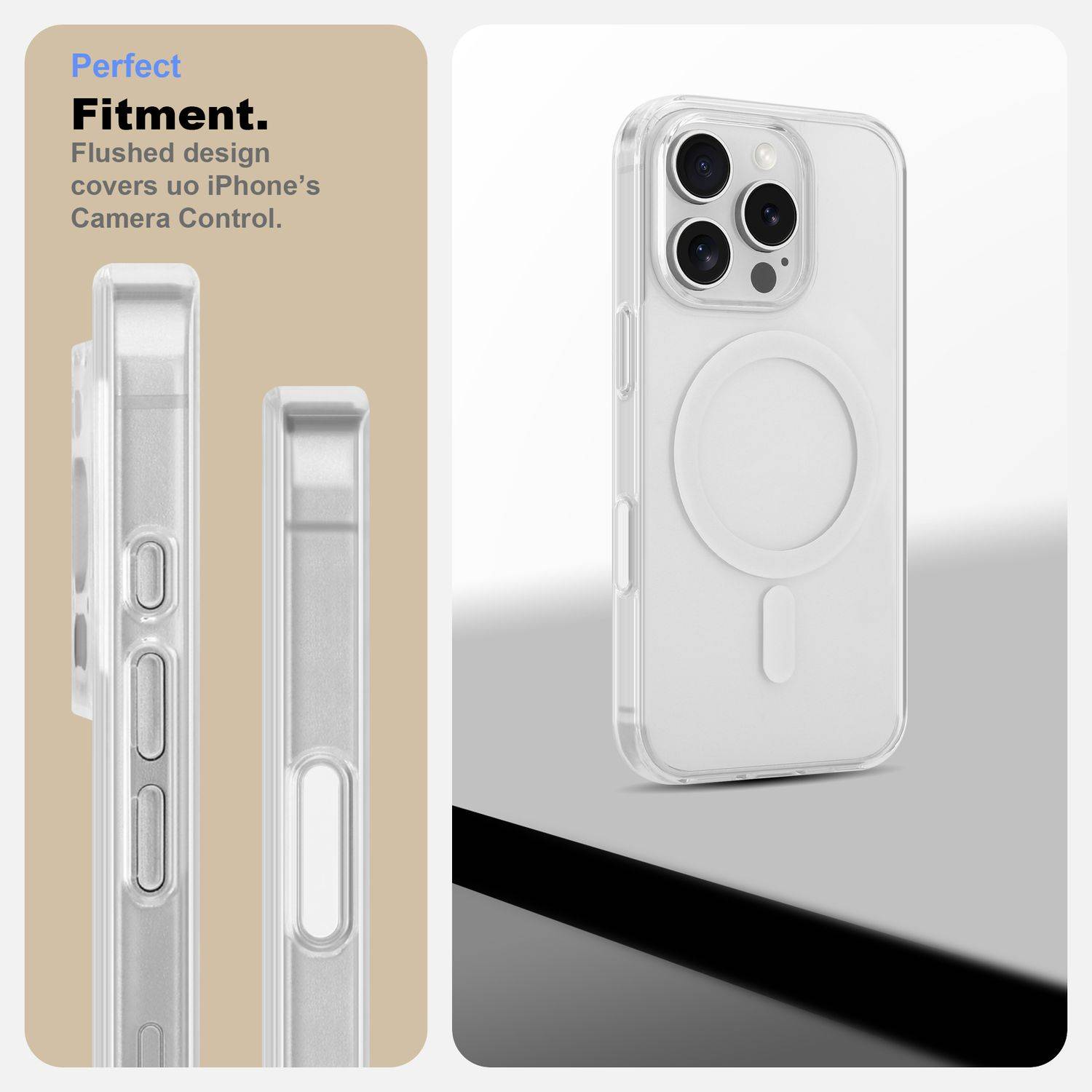 Hülle für iPhone 16 Pro kompatibel mit MagSafe magnetische Handyhülle Schutzhülle Anti-Vergilbung Transparent-1