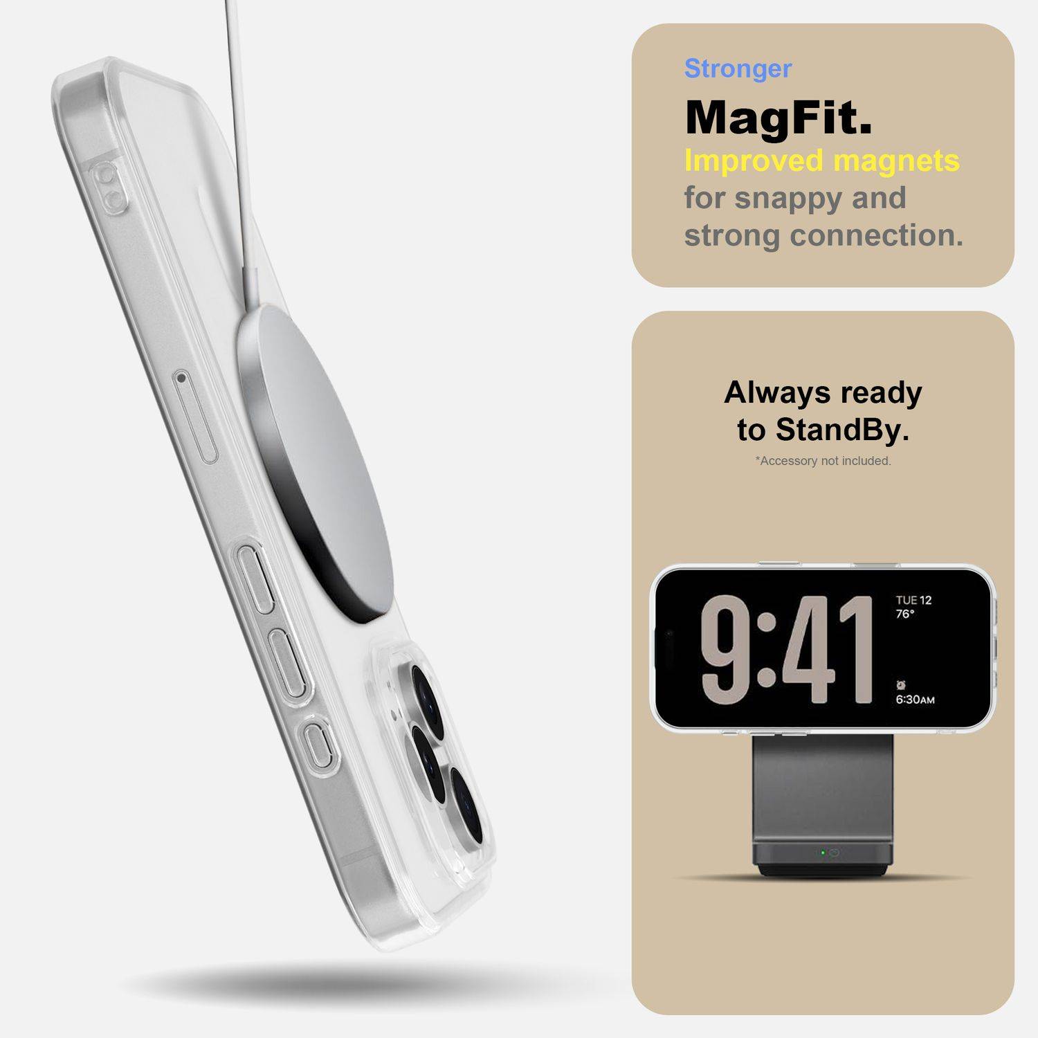Hülle für iPhone 16 Pro kompatibel mit MagSafe magnetische Handyhülle Schutzhülle Anti-Vergilbung Transparent-2