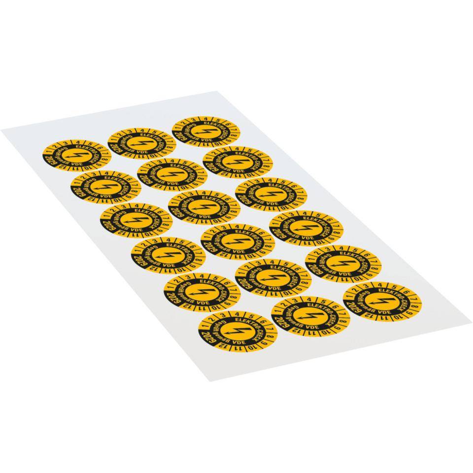 Prüfplakette ELEKTRO-CHECK Geprüft..., 2029, gelb, Dokumentenfolie, Ø 30mm, 18/Bogen-1