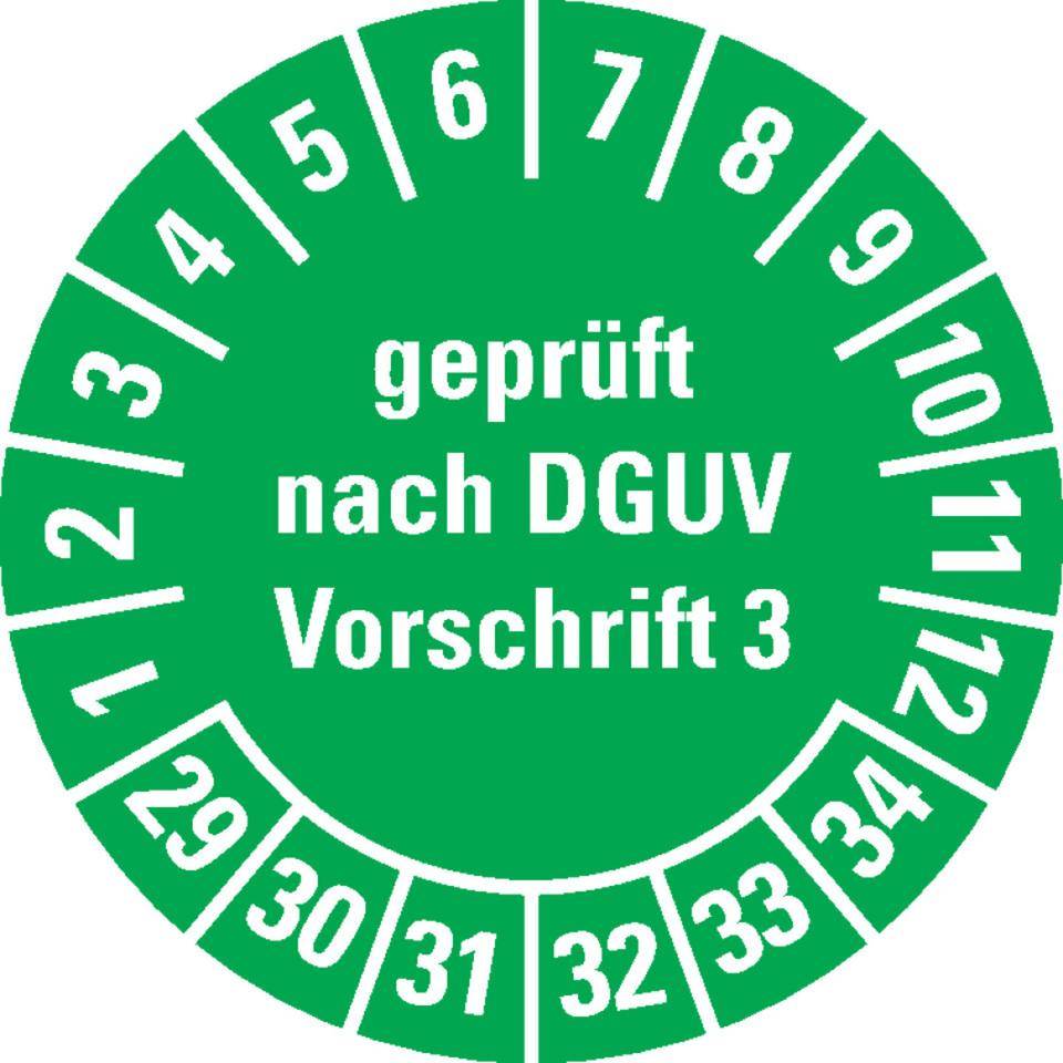 Prüfplakette Geprüft nach DGUV Vorschrift 3 29-34, grün, Dokumentenfolie, Ø20mm, 500/Rolle-0