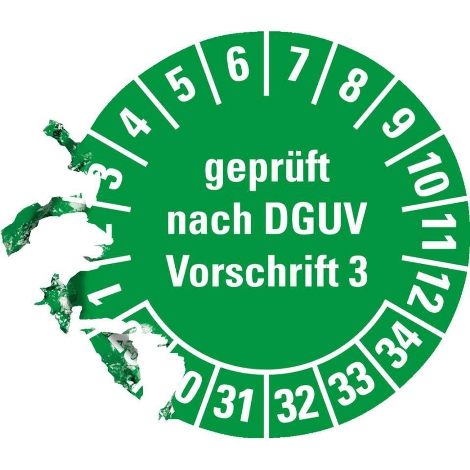 Prüfplakette Geprüft nach DGUV Vorschrift 3 29-34, grün, Dokumentenfolie, Ø20mm, 500/Rolle-3