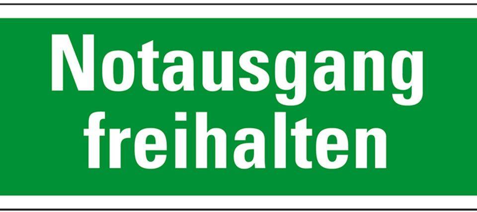 Rettungszeichen Notausgang freihalten, praxisbewährt, Folie, selbstklebend, 297x105mm-0
