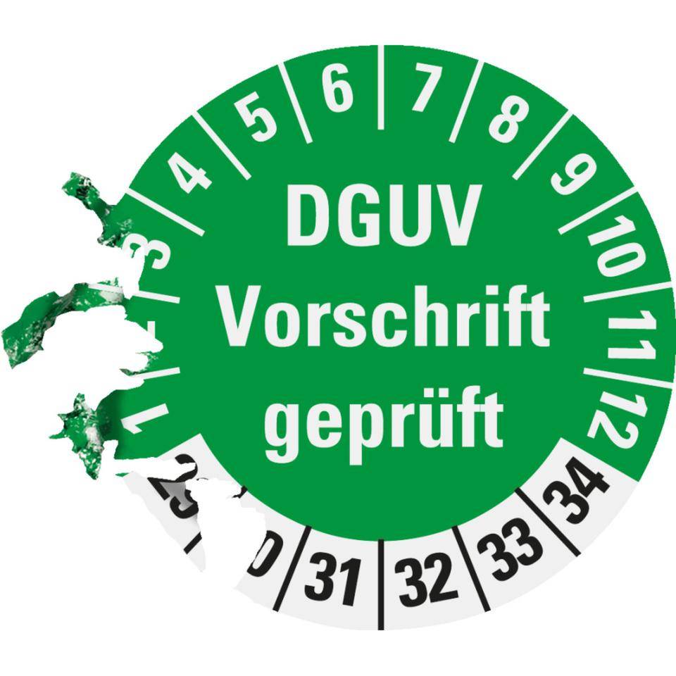 Prüfplakette DGUV Vorschrift geprüft, 29-34, grün, Dokumentenfolie, Ø 30mm, 18/Bogen-2