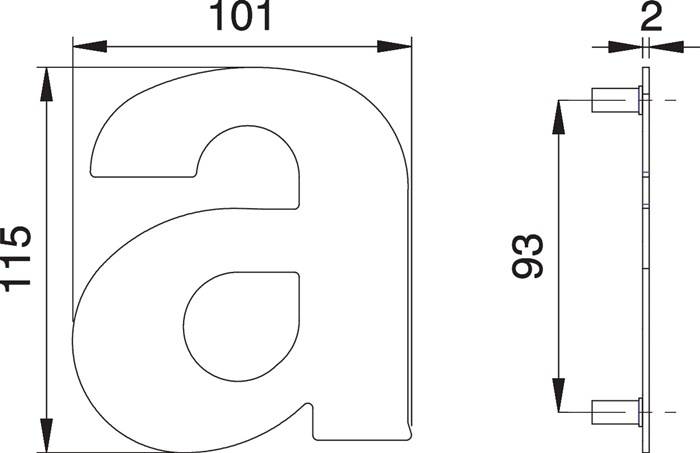 Hausnummer Buchstabe a VA ma 115mm B.101mm EDI
