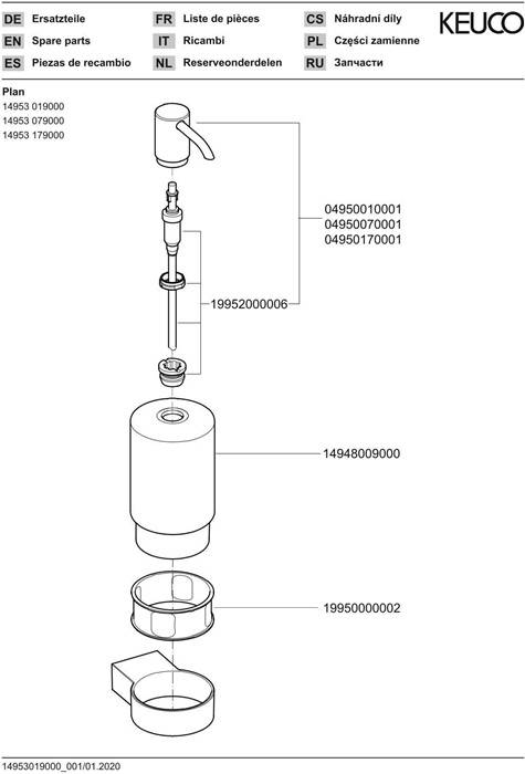 Keuco Lotionspender PLAN Kri-gl m Halt. und Pumpe vc-2