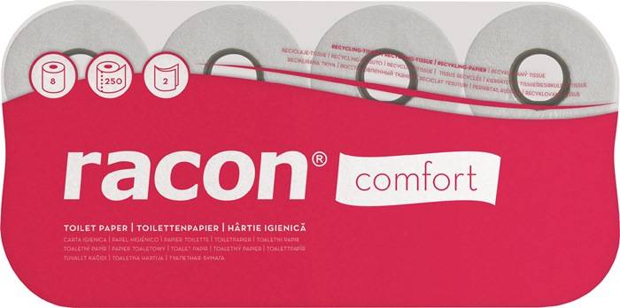 Toilettenpapier racon® 2-lag.64 RL à 250 Bl.=16000 Blätter RACON