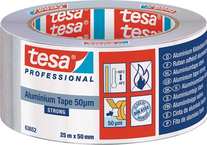 Aluminiumklebeband Strong 63652 m.Liner L.25m B.50mm Rl.TESA-0