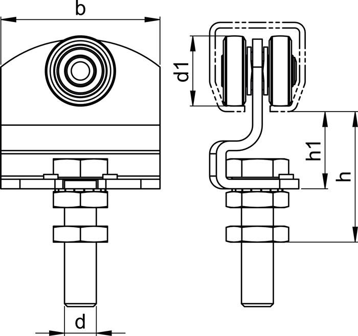 Rollapparat -90 190 f.Pro 100 STA verzinkt,gelb 30kg HELM-3