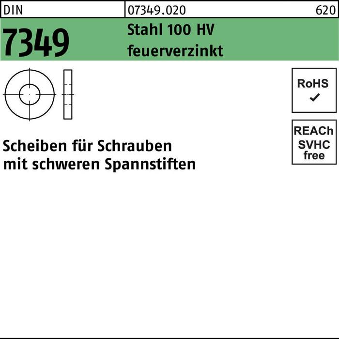 Scheibe DIN 7349 21x44x 8 Stahl 100HV feuerverz. 50 Stück-0