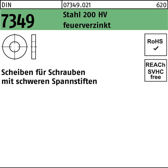 Scheibe DIN 7349 10,5x25x 4 Stahl 200HV feuerverz. 100 Stück-0
