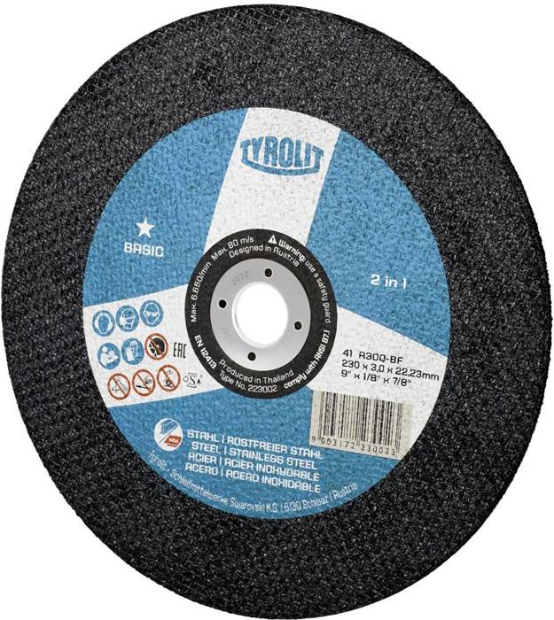 Trennscheibe BASIC D230x3mm ger.2in1 Bohr.22,23mm TYROLIT-2