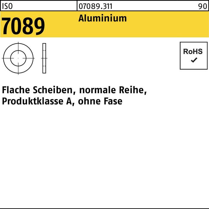 Unterlegscheibe ISO 7089 o.Fase 6 Aluminium 100 Stück-0