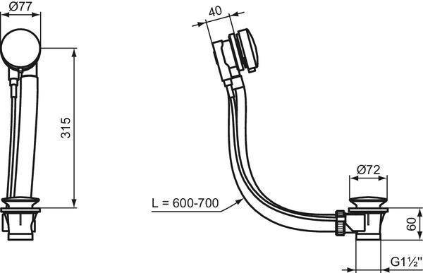 Ideal Standard Ab-Überlauf, ohne Zulauf, Chrom-2