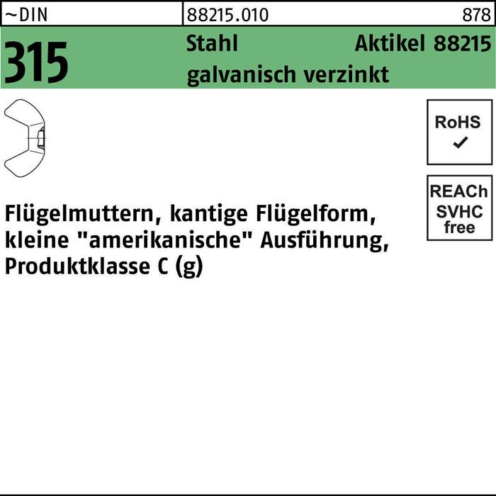 Flügelmutter R 88215 M10 Stahl galv.verz. 100 Stück-0
