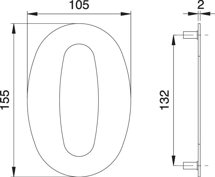 Hausnummer Ziffer 0 VA ma 155mm B.105mm EDI